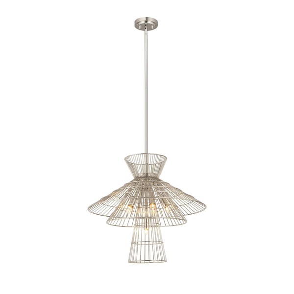 Alito 6 Light Chandelier, Polished Nickel & Polished Nickel